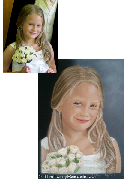 Childrens portrait in soft pastels, Katie - The Furry Rascals Cyprus